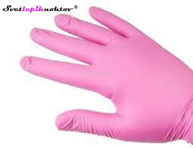 Rokavice, nitril brez pudra, 100 kom, barva pink velikost S