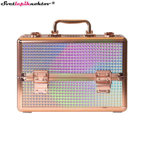 Medium cosmetic case, black color with stones