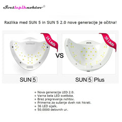 UVA/LED HYBRID lamp SUN 5 PLUS, 48 W, for curing all gels