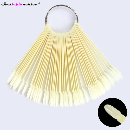 Sticks with tips for presenting colored gels or varnishes, milky, oval, 50 pcs