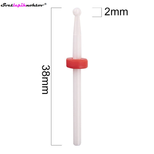 Ceramic sanding attachment small ball, for removing gel or acrylic, red